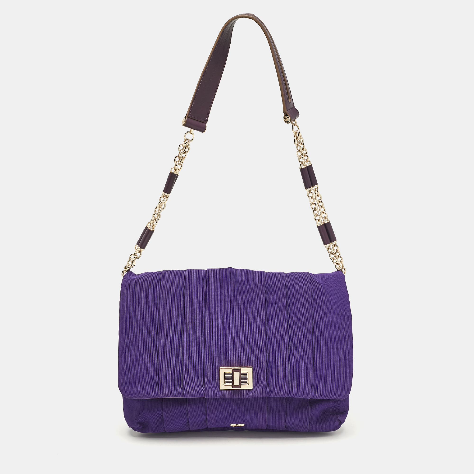 Pre-owned Anya Hindmarch Purple Canvas And Leather Gracie Shoulder Bag