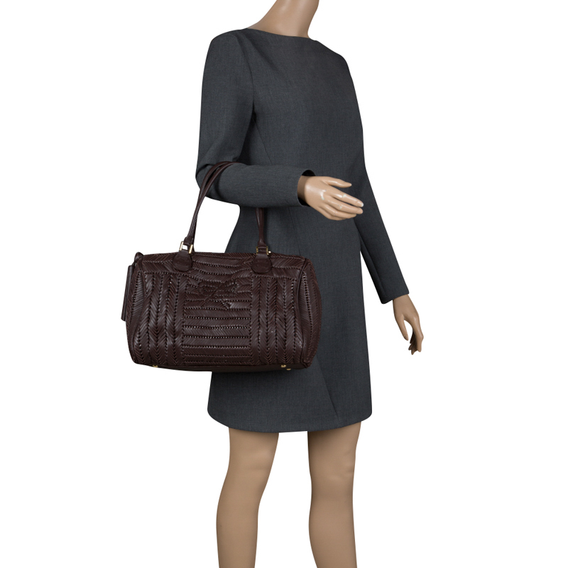 

Anya Hindmarch Dark Brown Braided Leather Sydney Bag