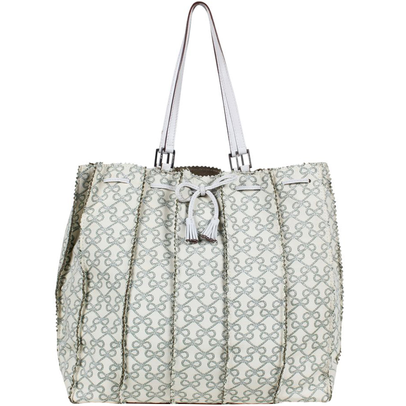 Anya Hindmarch Multi Colored Print Cabas With Bow Shoulder Bag Anya Hindmarch Multi Colored Print