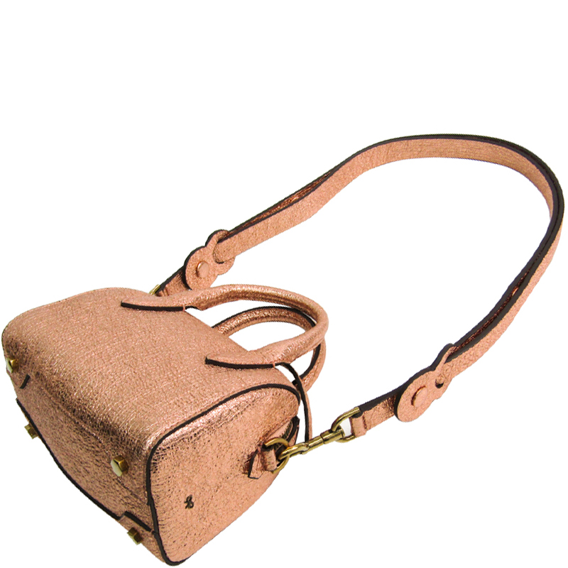 

Anya Hindmarch Metallic Pink Leather Mini Vere Flip Barrel Bag