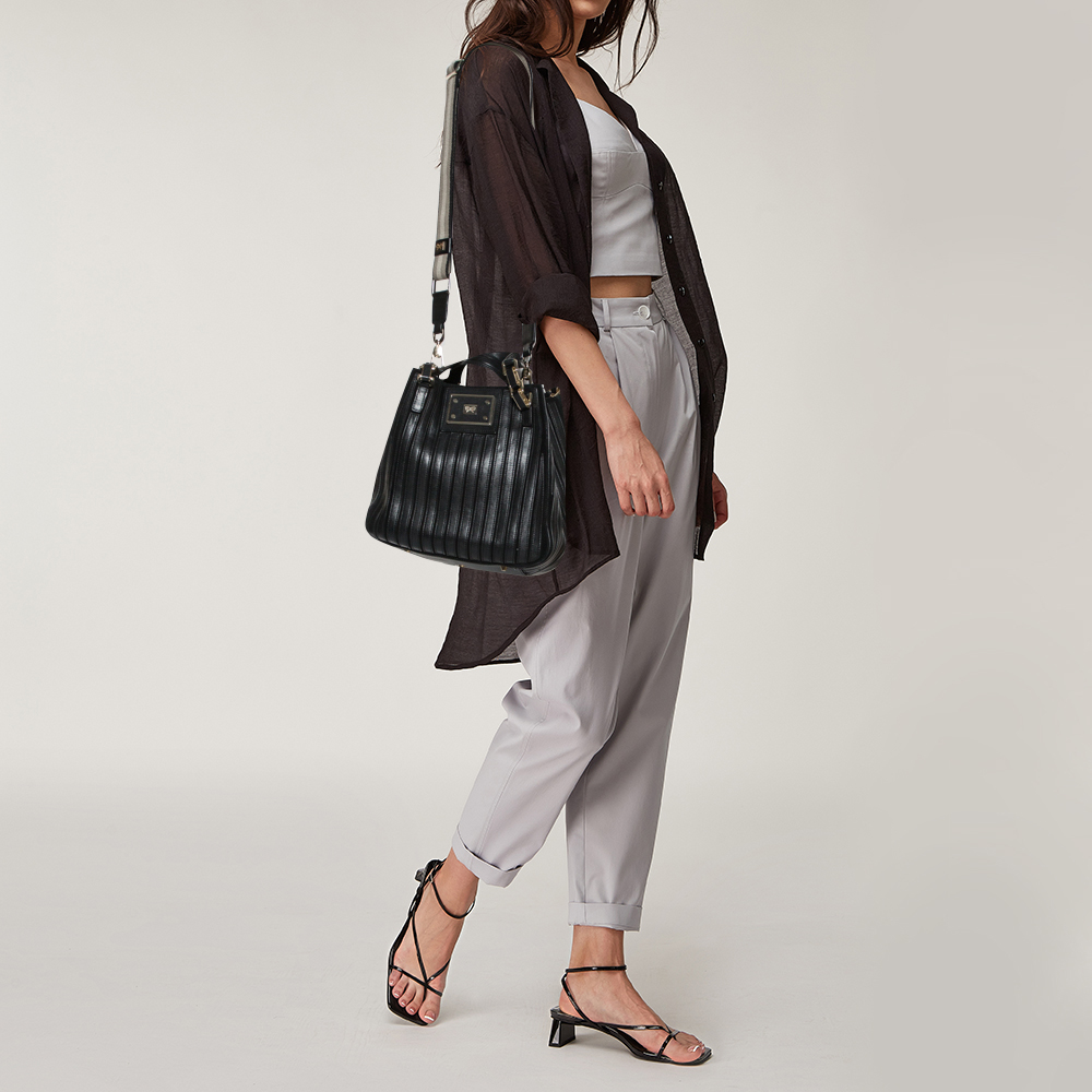 

Anya Hindmarch Black Leather and Suede Belvedere Shoulder Bag