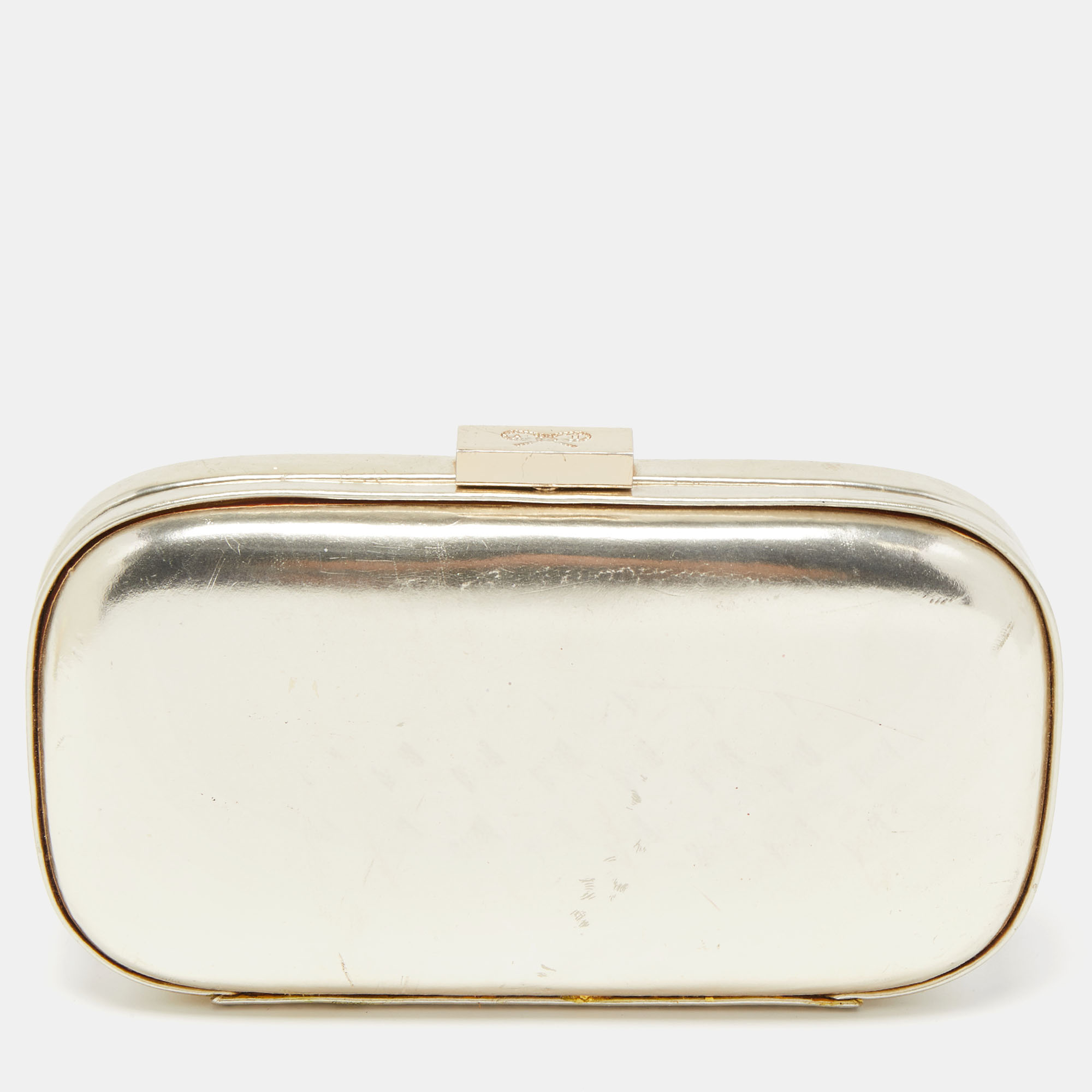 Pre-owned Anya Hindmarch Pale Gold Leather Marano Clutch