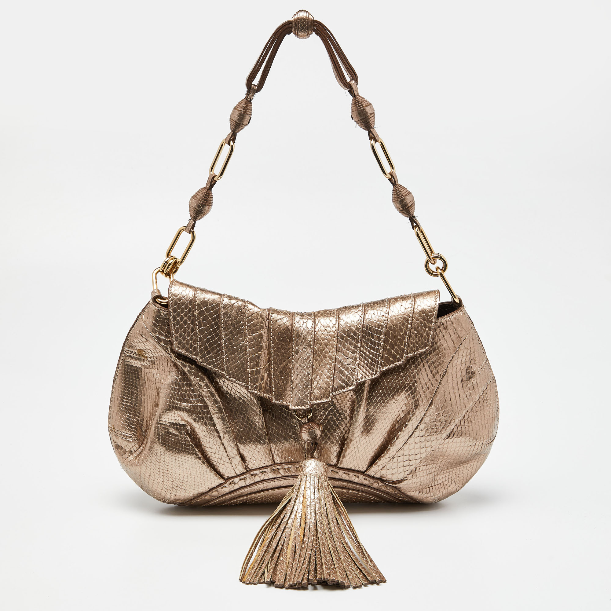 

Anya Hindmarch Gold Watersnake Leather Shoulder Bag