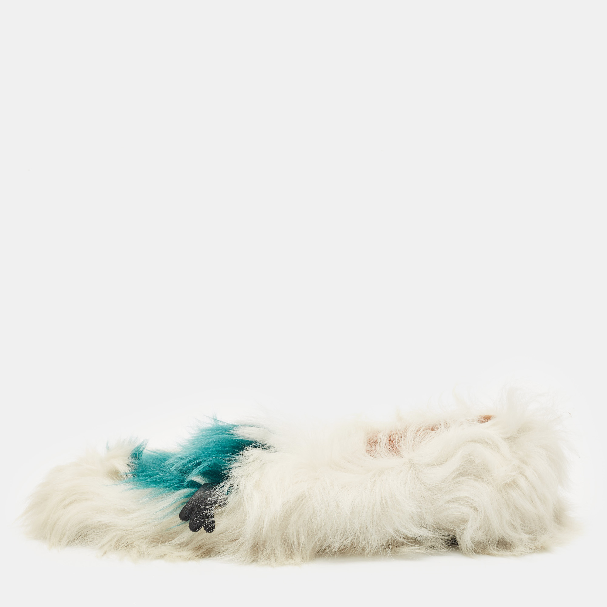 

Anya Hindmarch White/Green Fur Flats Size