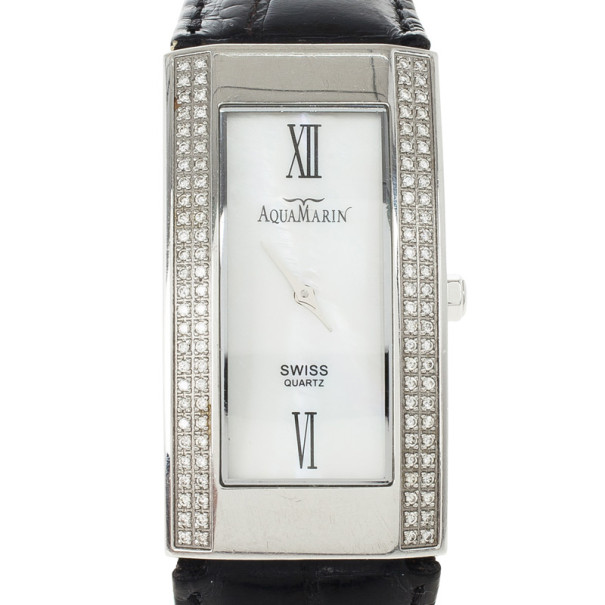 Aquamarin Avalon Stainless Steel Diamond Womens Wristwatch 30 MM