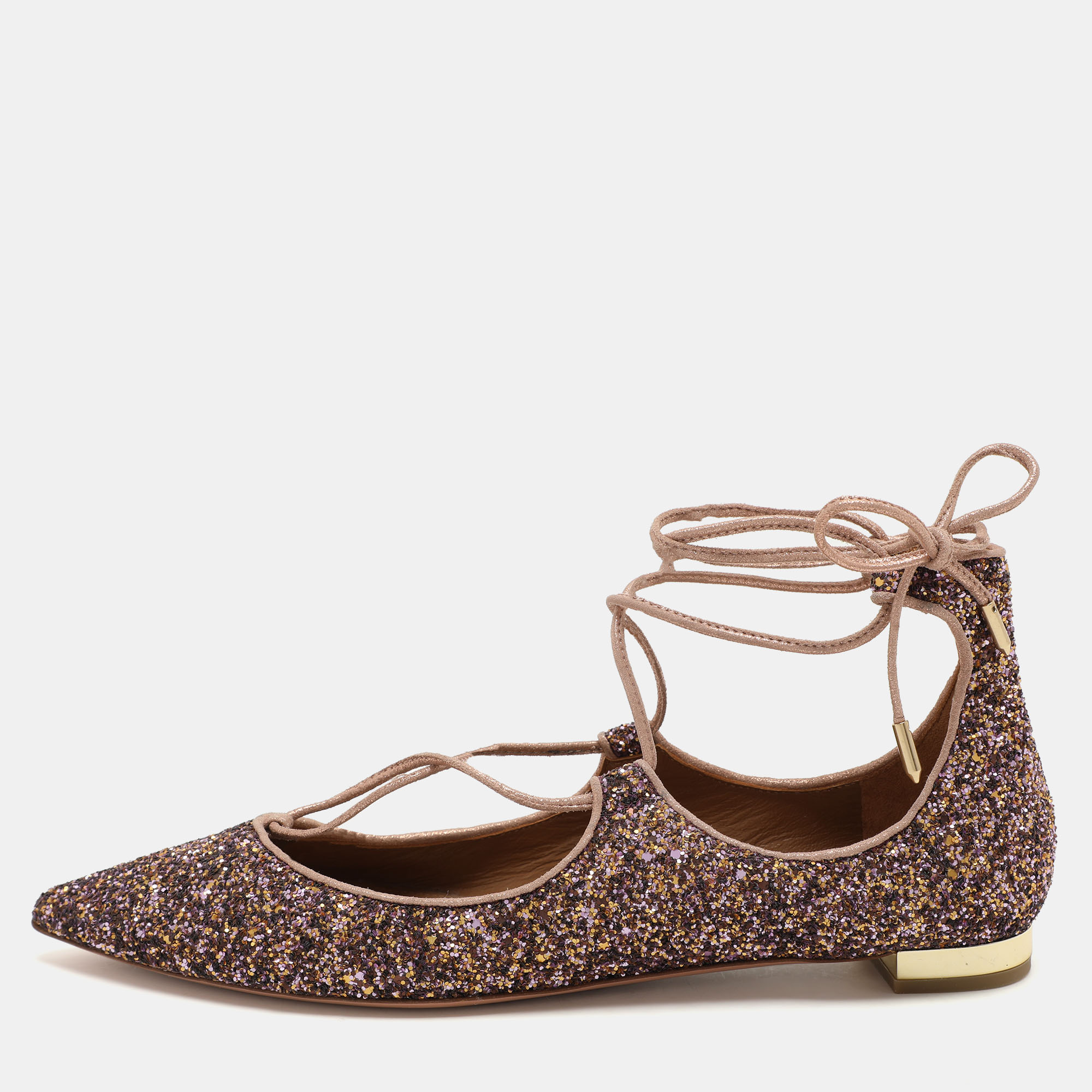 

Aquazzura Multicolor Glitter Christy Ballet Flats Size