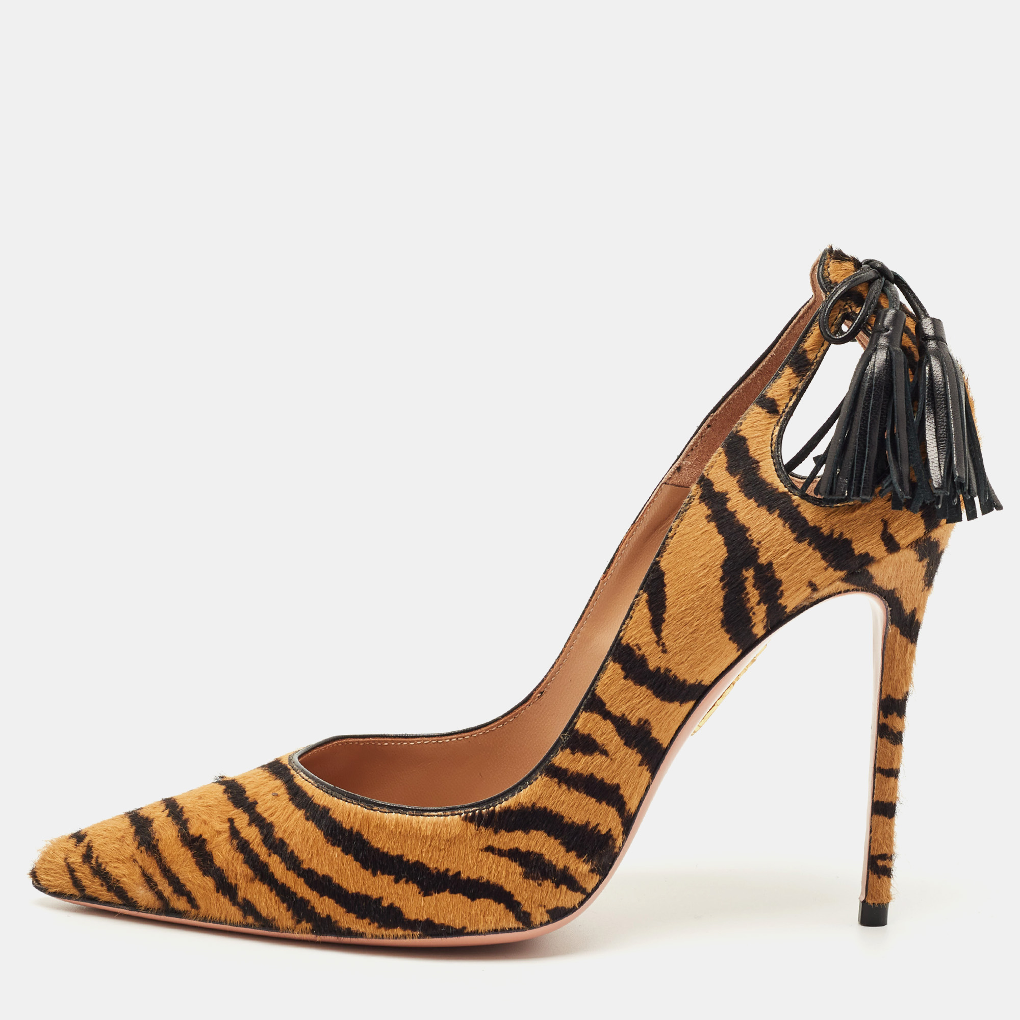 

Aquazzura Black/Brown Calf Hair Forever Marilyn Pumps Size, Pink