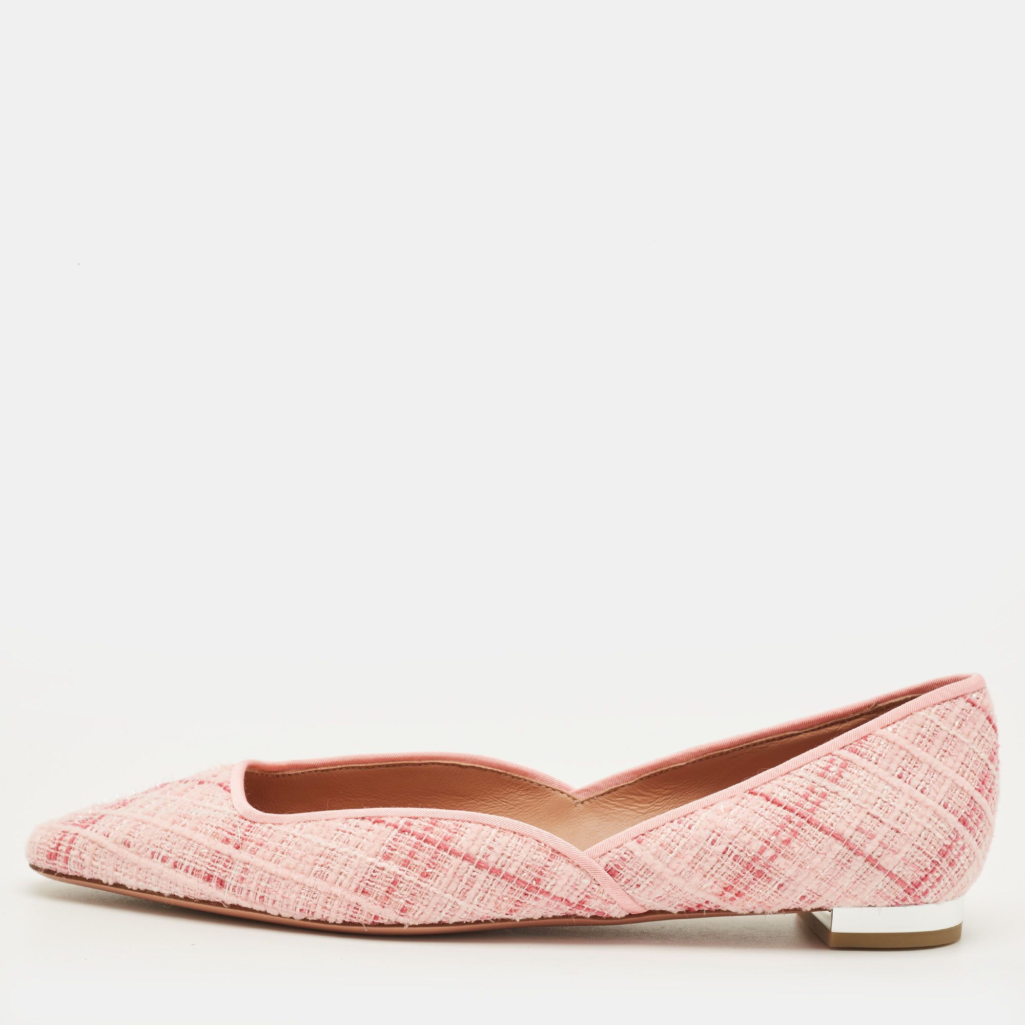 

Aquazzura Christy Size  Pink Tweed Ballet Flats