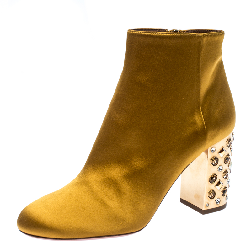 yellow heel booties