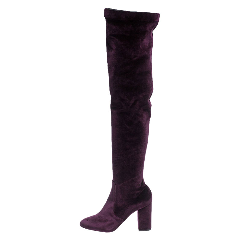 

Aquazzura Purple Velvet Over The Knee Boots Size