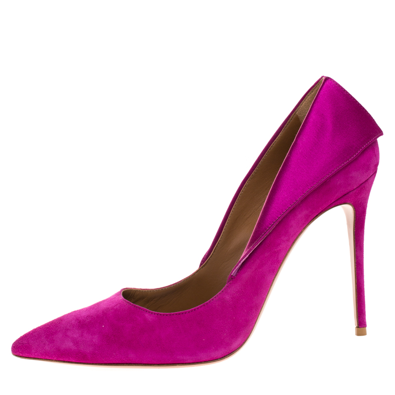 

Aquazzura Purple Suede Satin Hollywood Pointed Toe Pumps Size