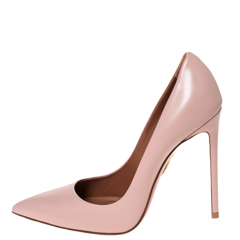 

Aquazzura Pale Pink Leather Simply Irresistible Pointed Toe Pumps Size