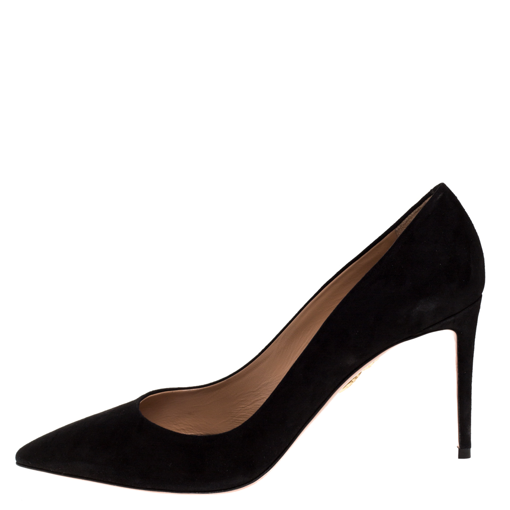 

Aquazzura Black Suede Leather Simply Irresistible Pointed Toe Pumps