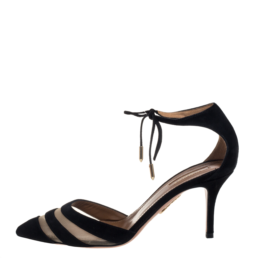 

Aquazzura Black Suede Ankle Wrap Sandals Size