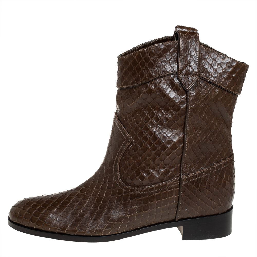 

Aquazzura Brown Python Ankle Boots Size