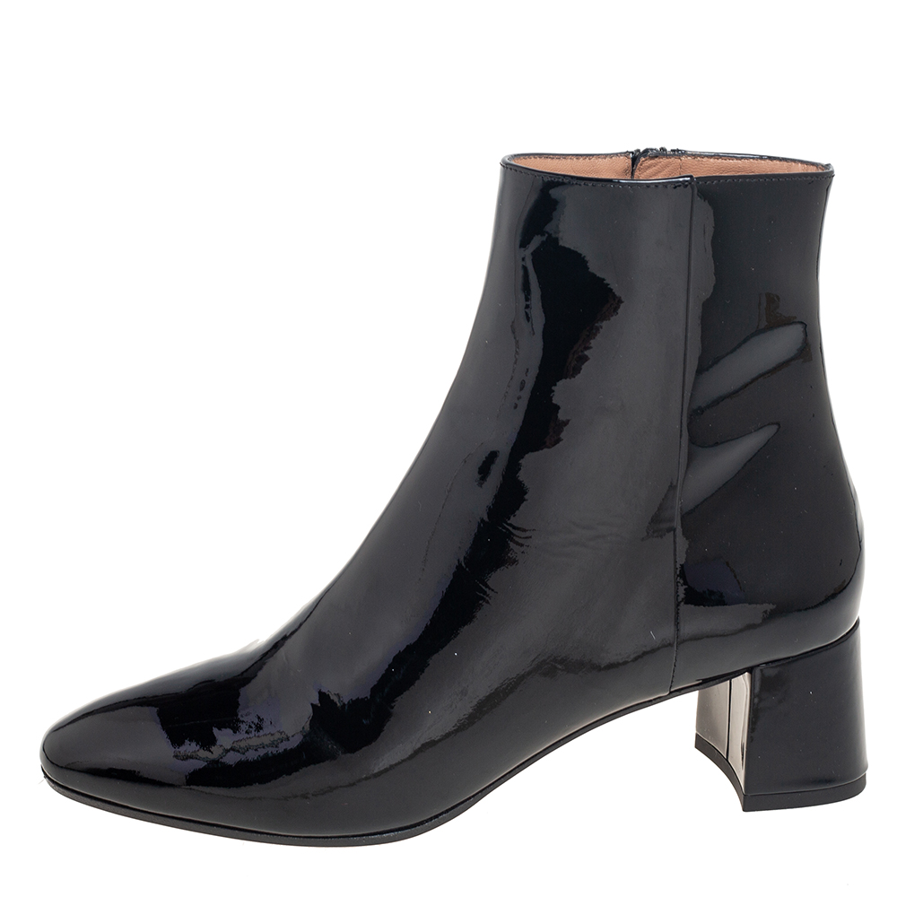 

Aquazzura Black Patent Leather Boogie Ankle Boot Size