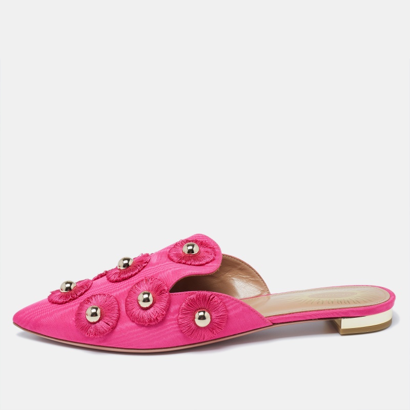 hot pink flat mules