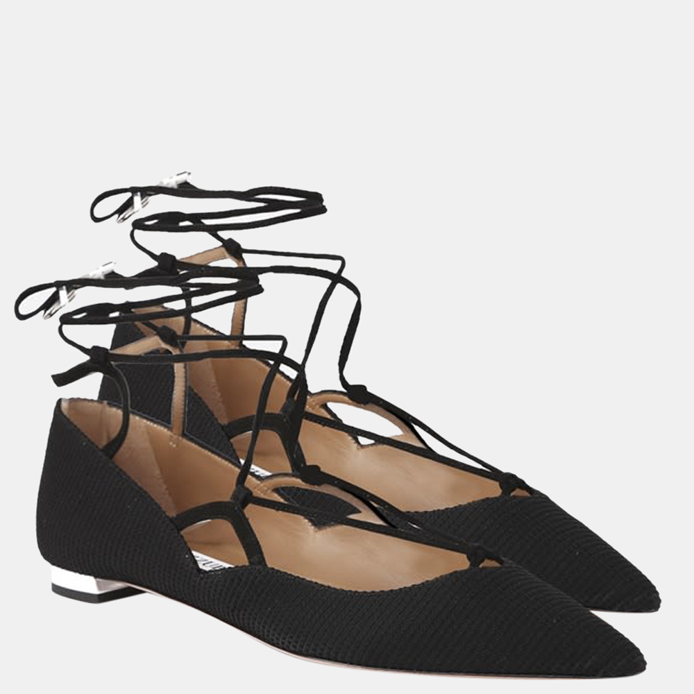 

Aquazzura Black Flat Sandals Size EU
