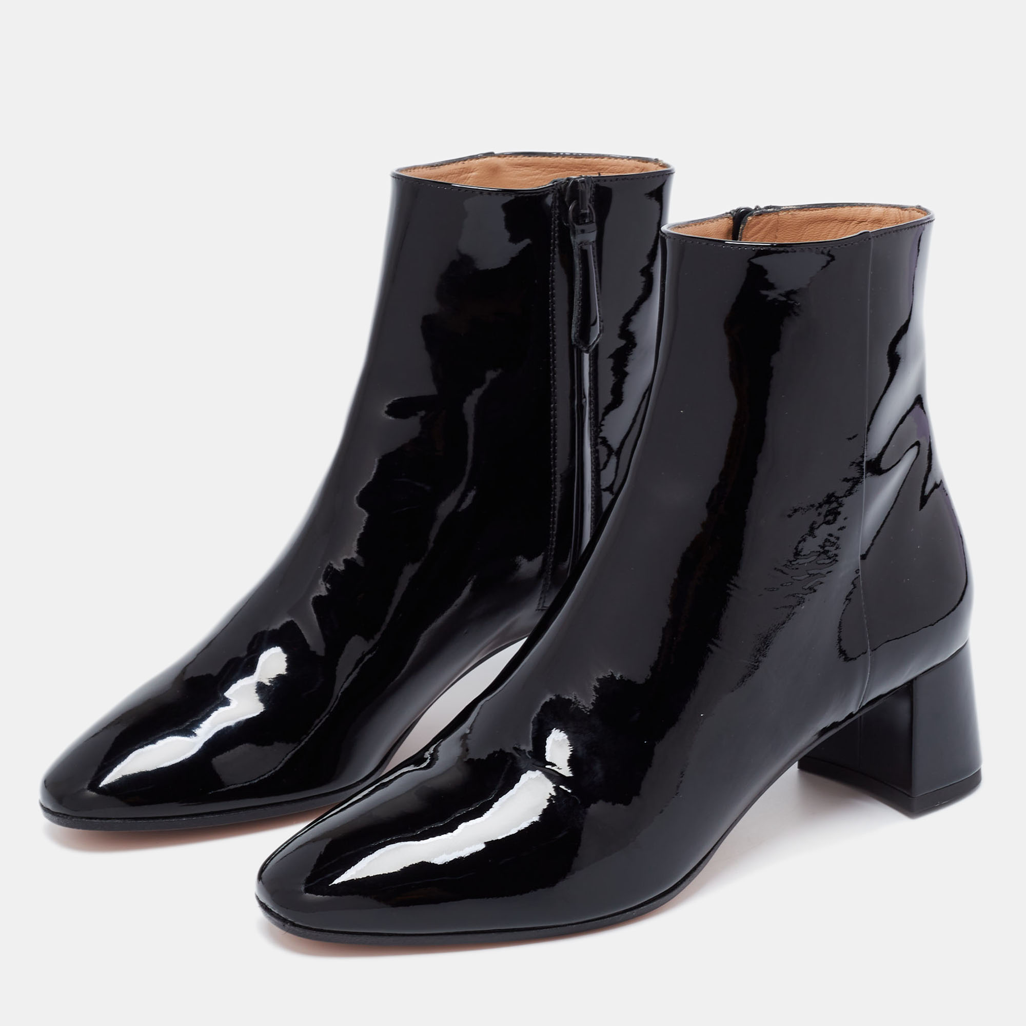 

Aquazzura Black Patent Leather Grenelle Ankle Length Boots Size