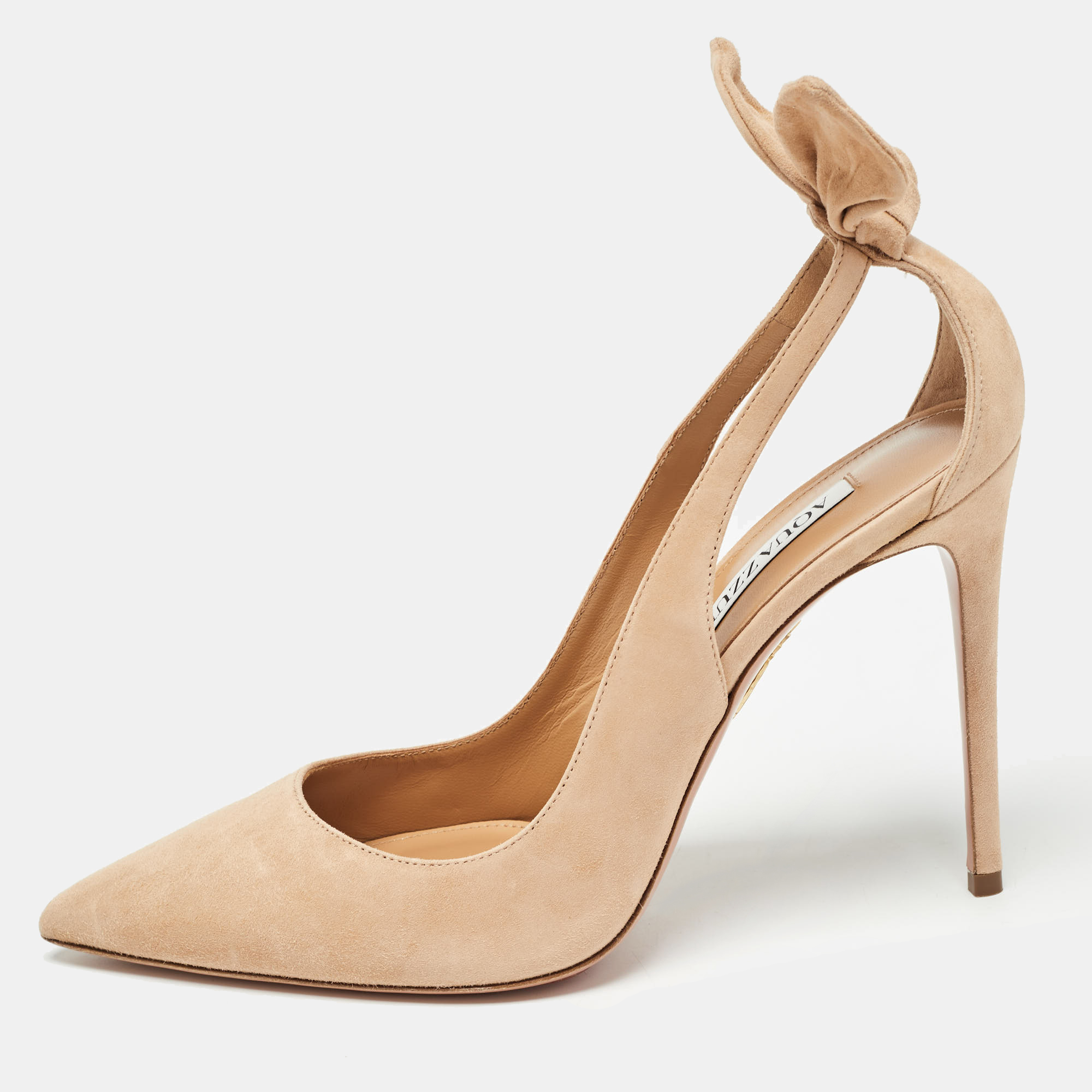 

Aquazzura Beige Suede Bow Tie Pumps Size