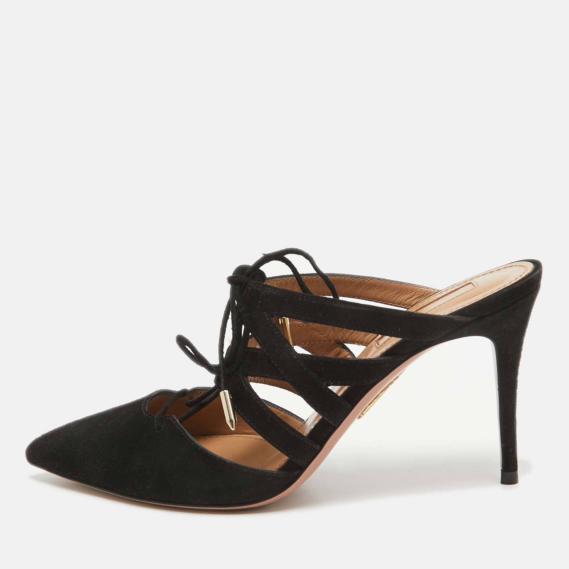 

Aquazzura Black Suede Belgravia Mules Size