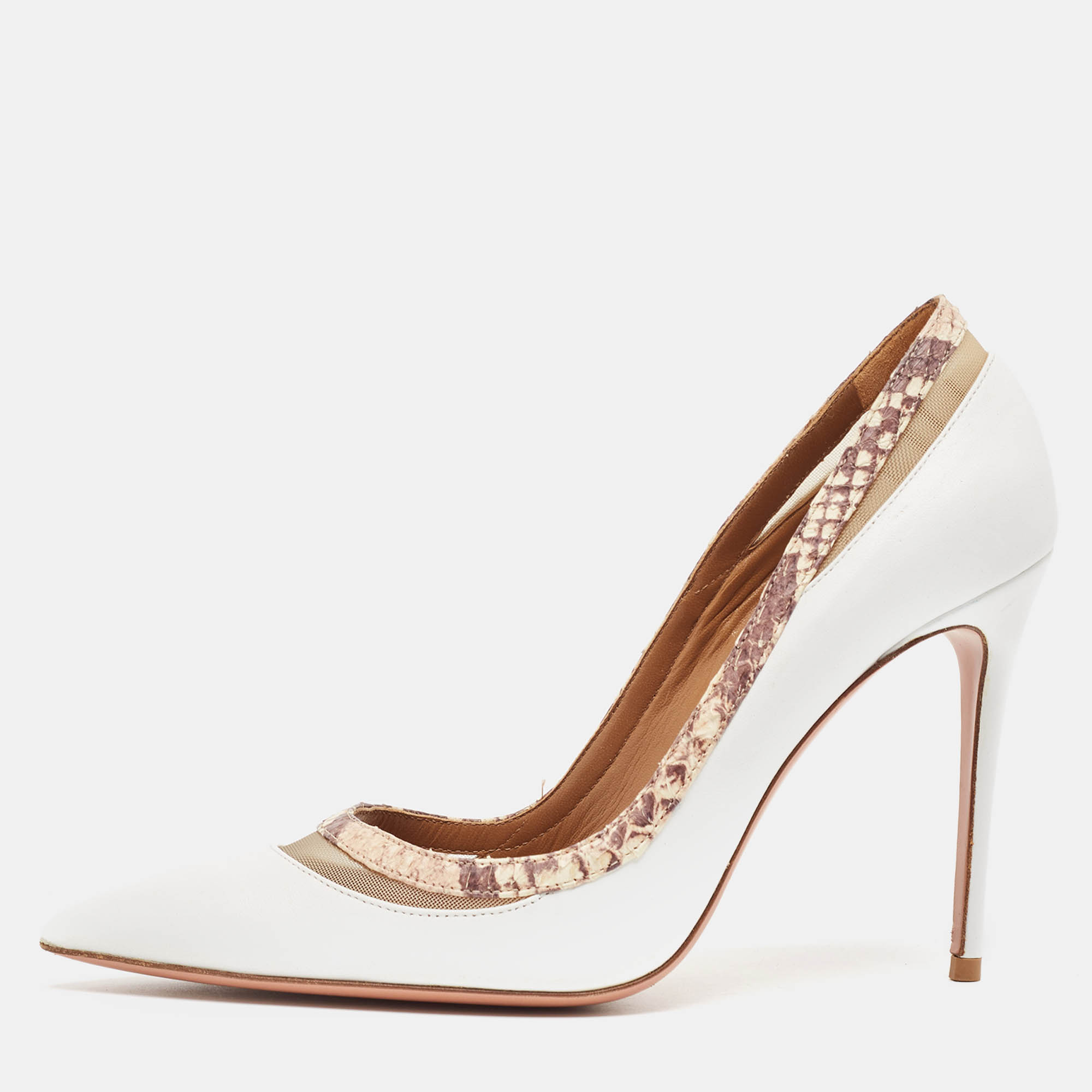 

Aquazzura White Leather Pointed Toe Pumps Size