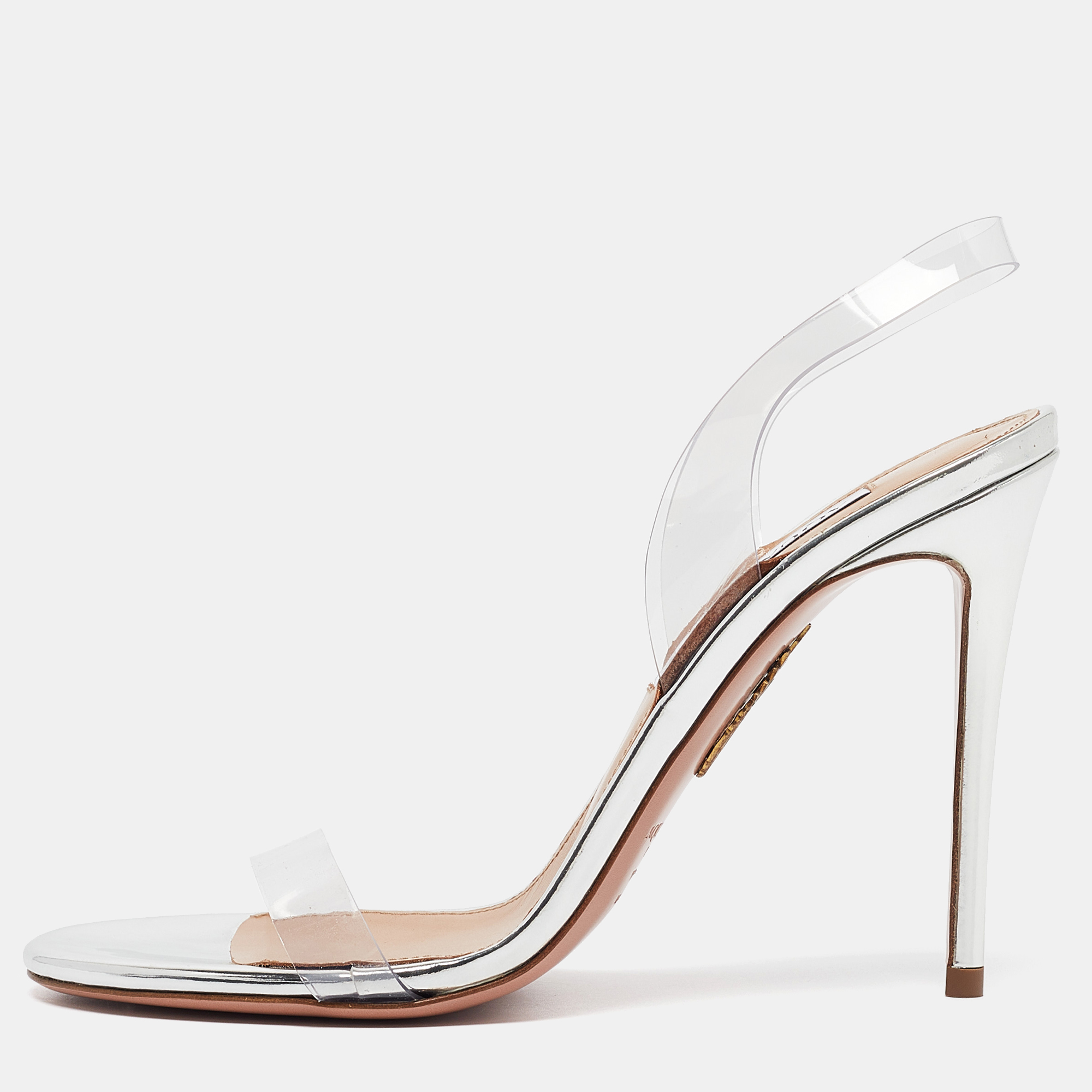 

Aquazzura Transparent PVC So Nude Ankle Strap Sandals Size