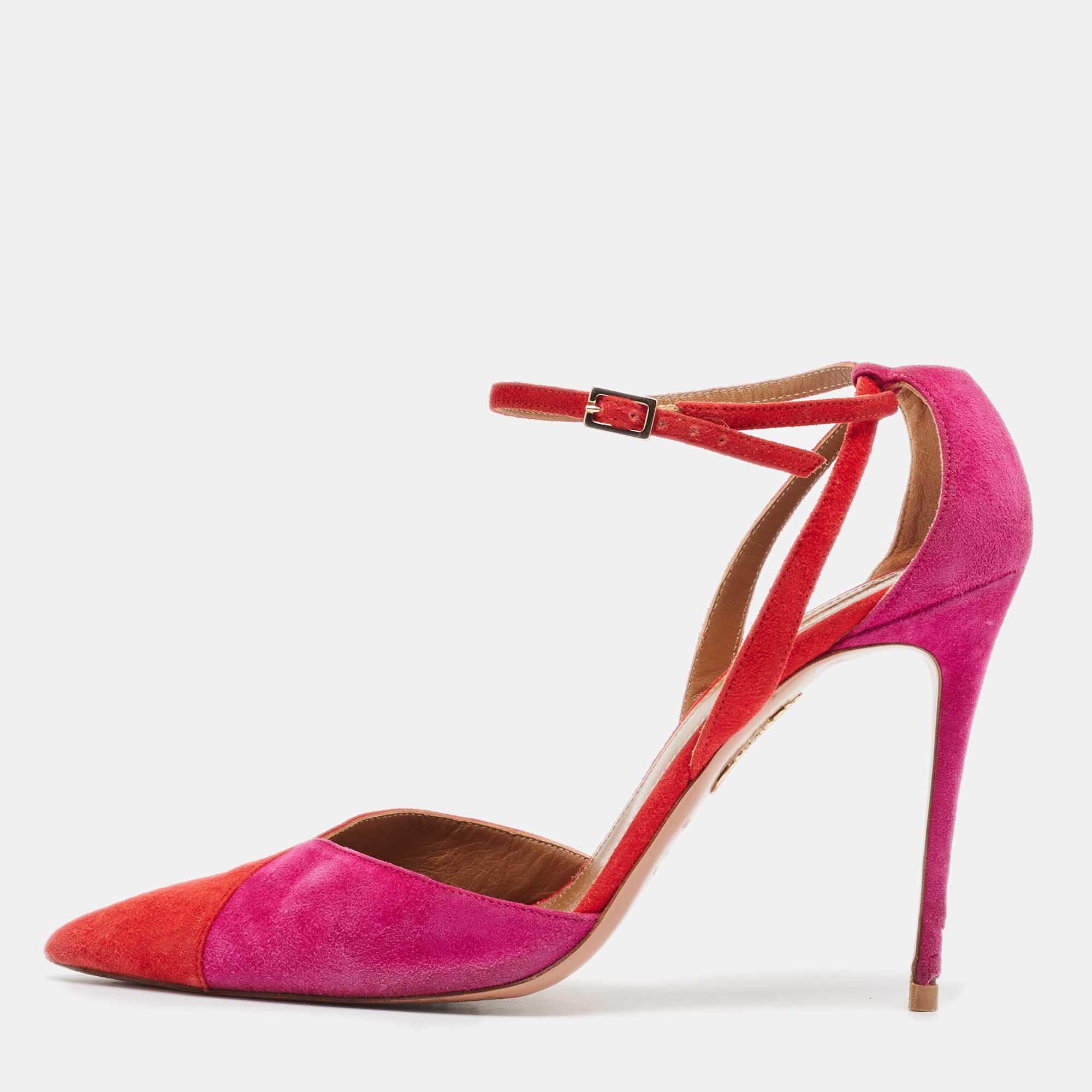 

Aquazzura Red/Purple Suede Ankle Strap Pumps Size