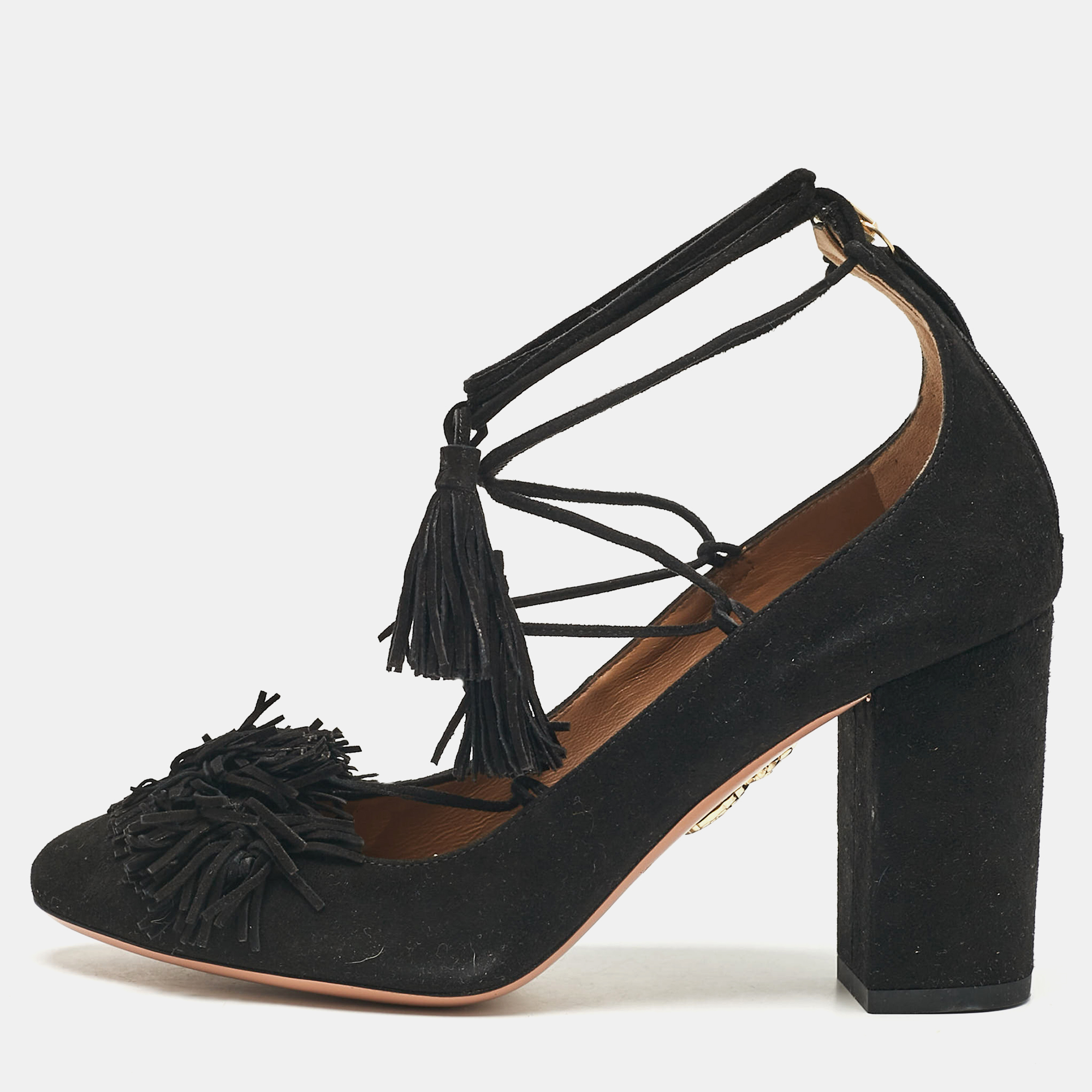 

Aquazzura Black Suede Wild Thing Pumps Size