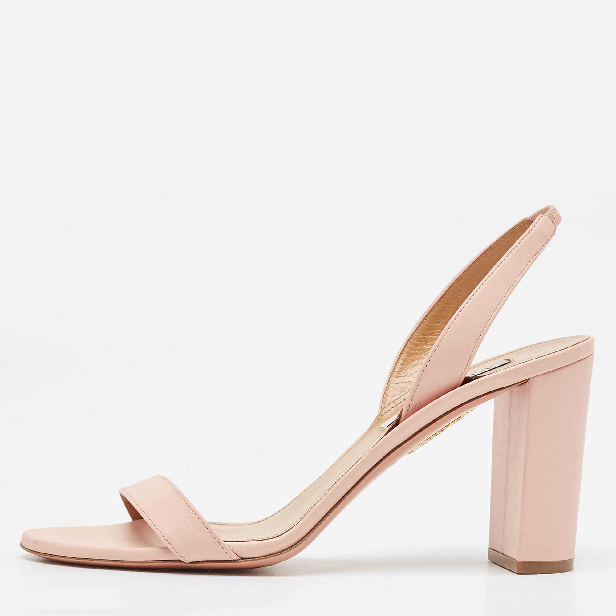 

Aquazzura Beige Leather So Nude Ankle Strap Sandals Size