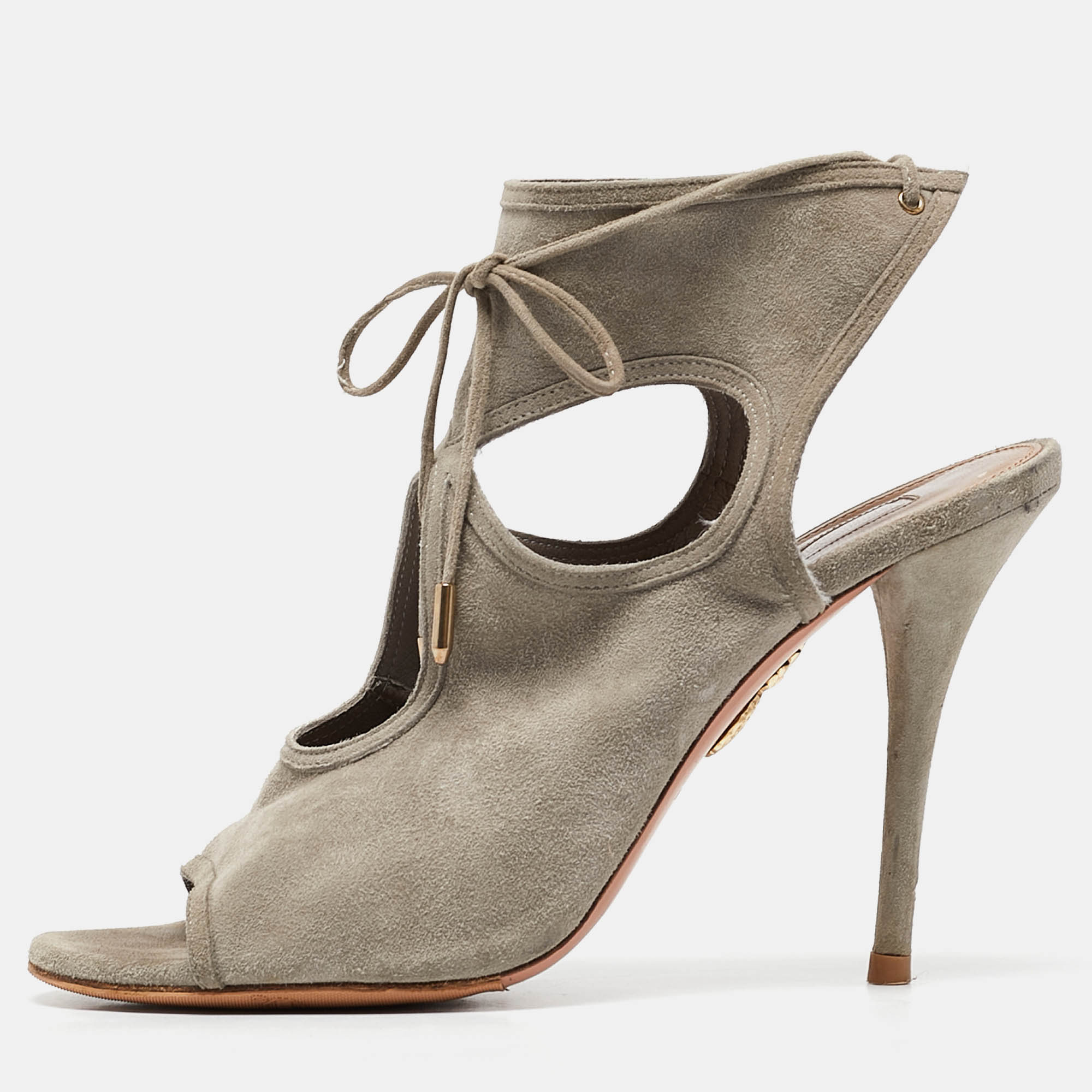 

Aquazzura Grey Suede Sexy Thing Sandals Size