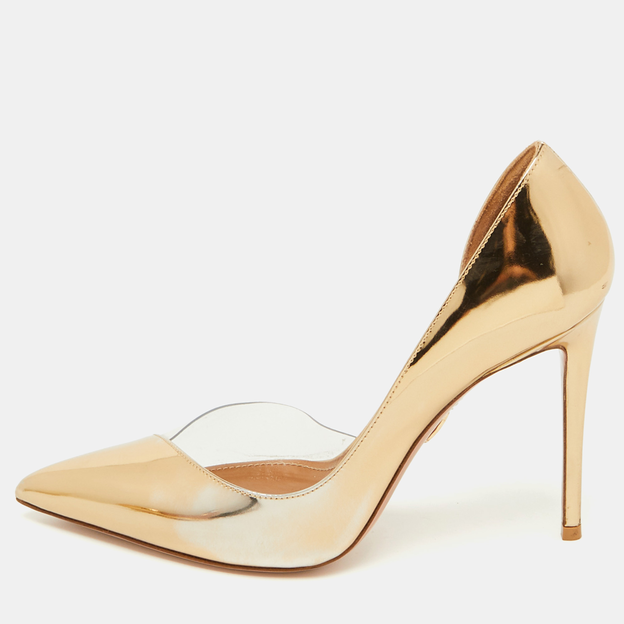 

Aquazzura Gold Leather and PVC Pointed Toe D'orsay Pumps Size