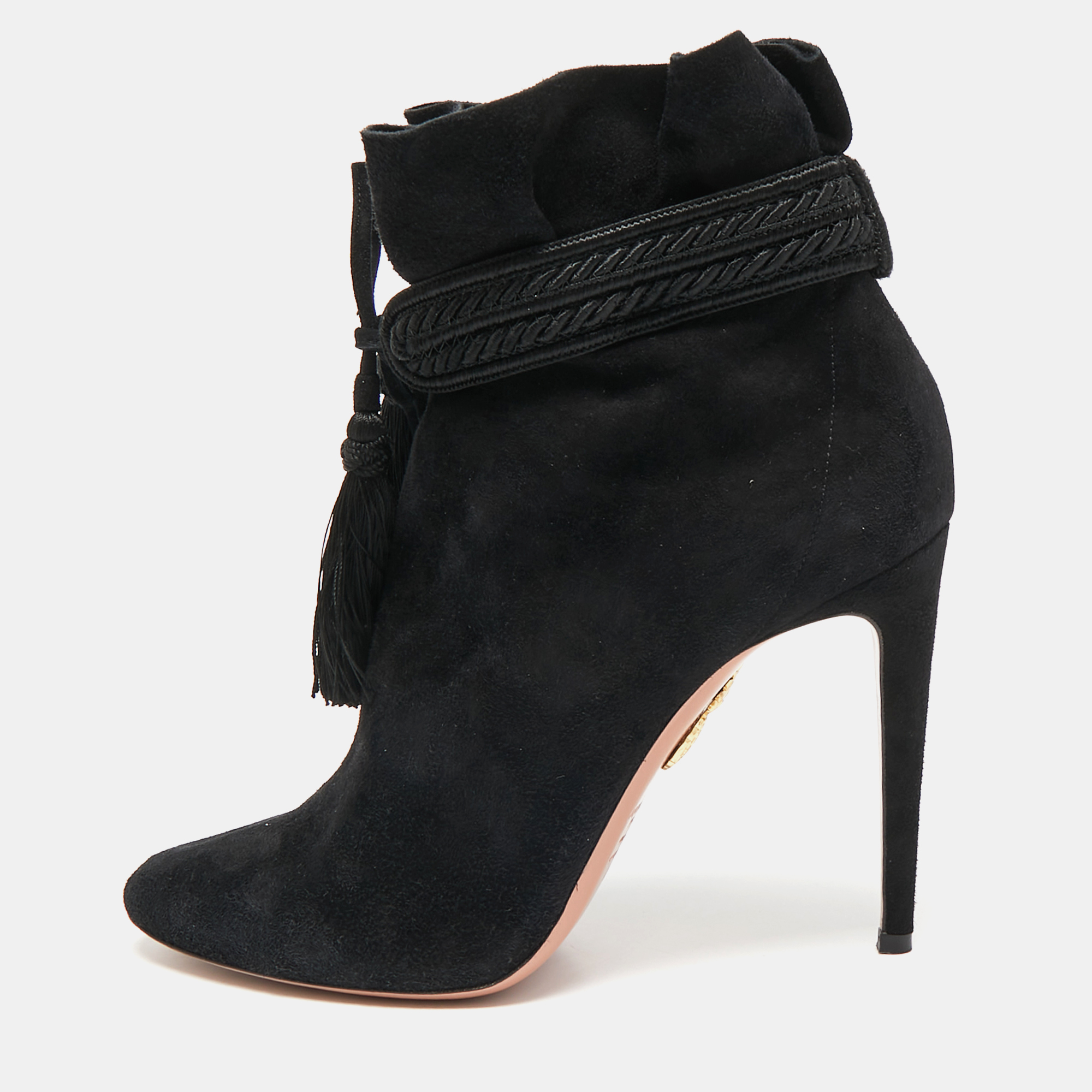 

Aquazzura Black Suede Ankle Length Boots Size