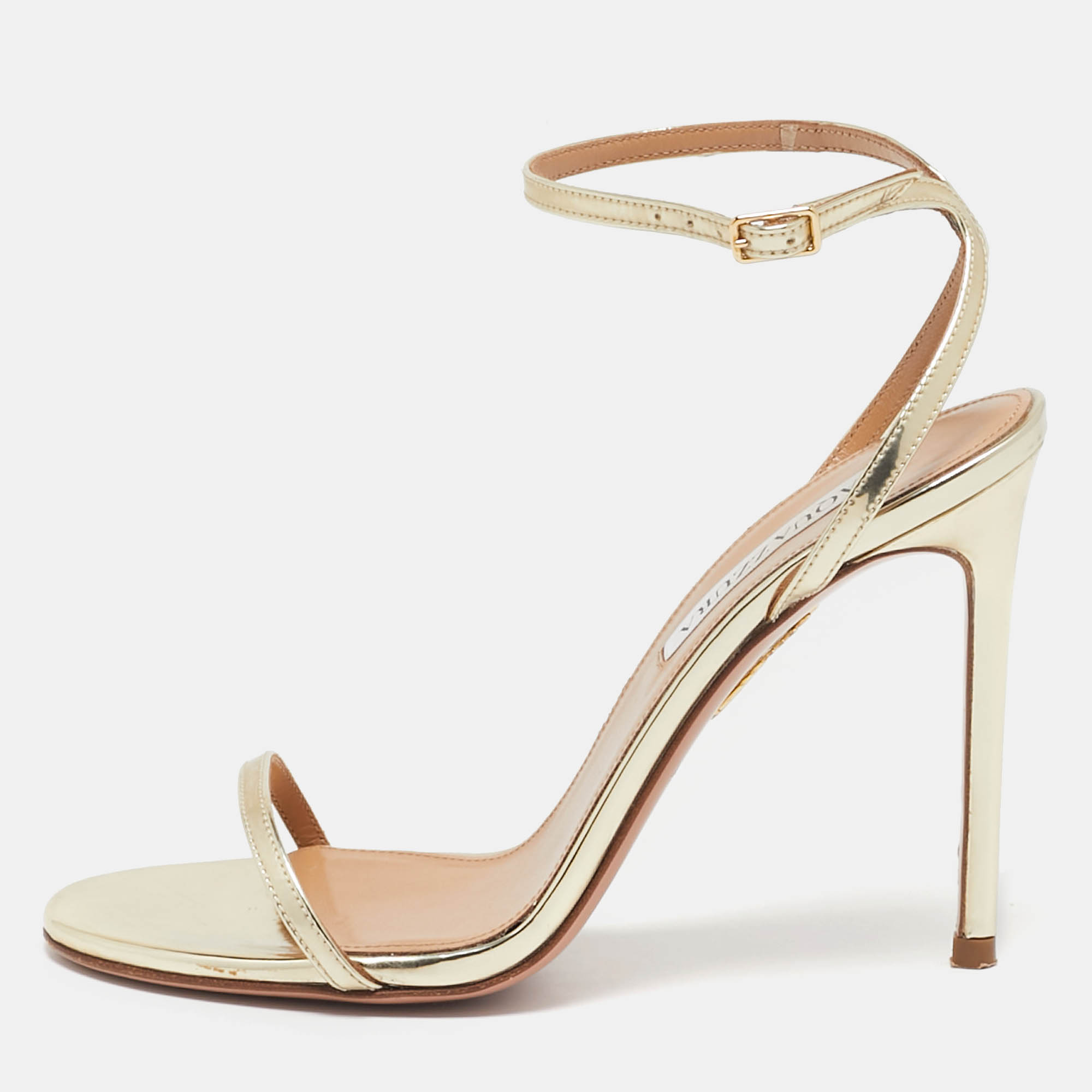 

Aquazzura Gold Leather Olie Sandals Size