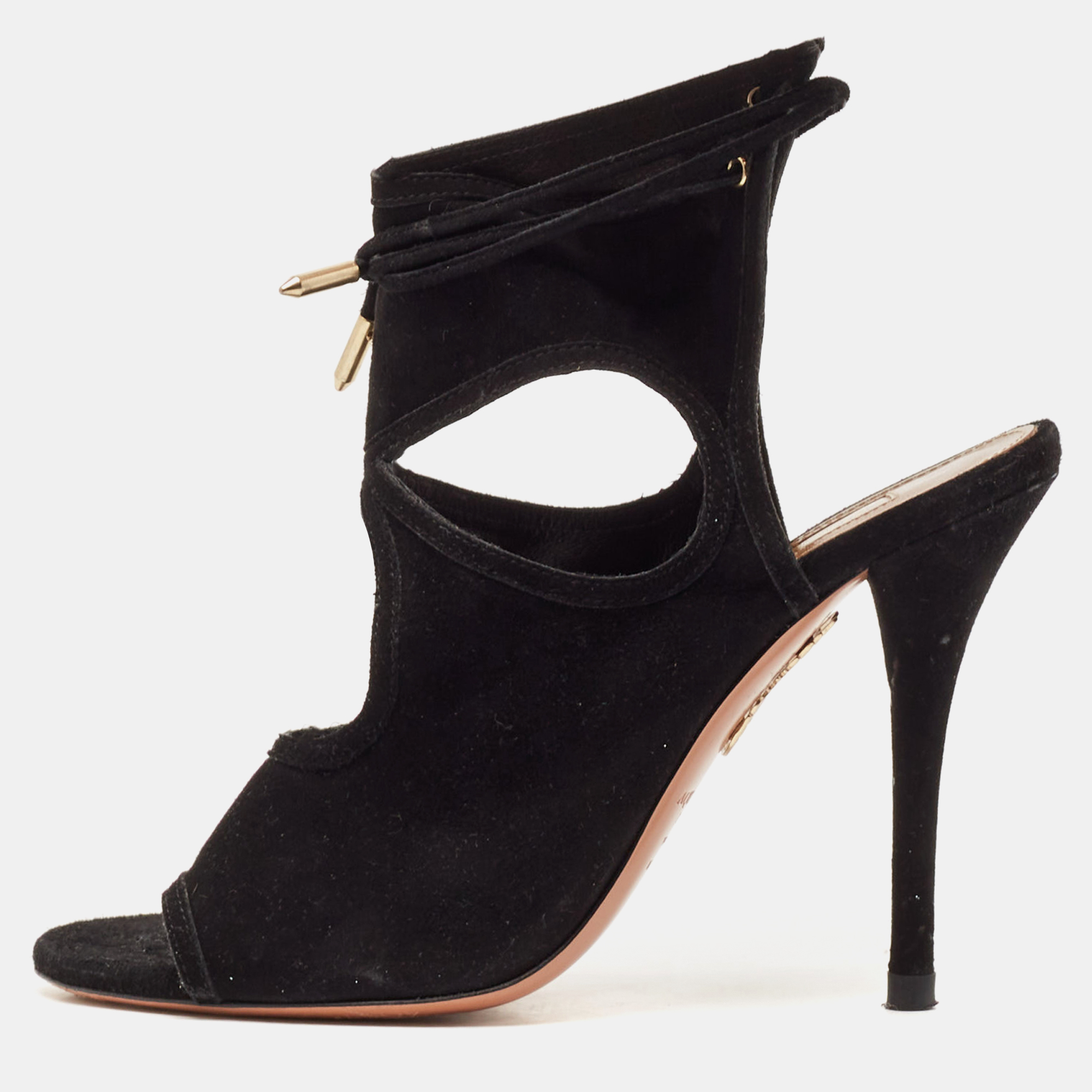 

Aquazzura Black Suede Sexy Thing Sandals Size