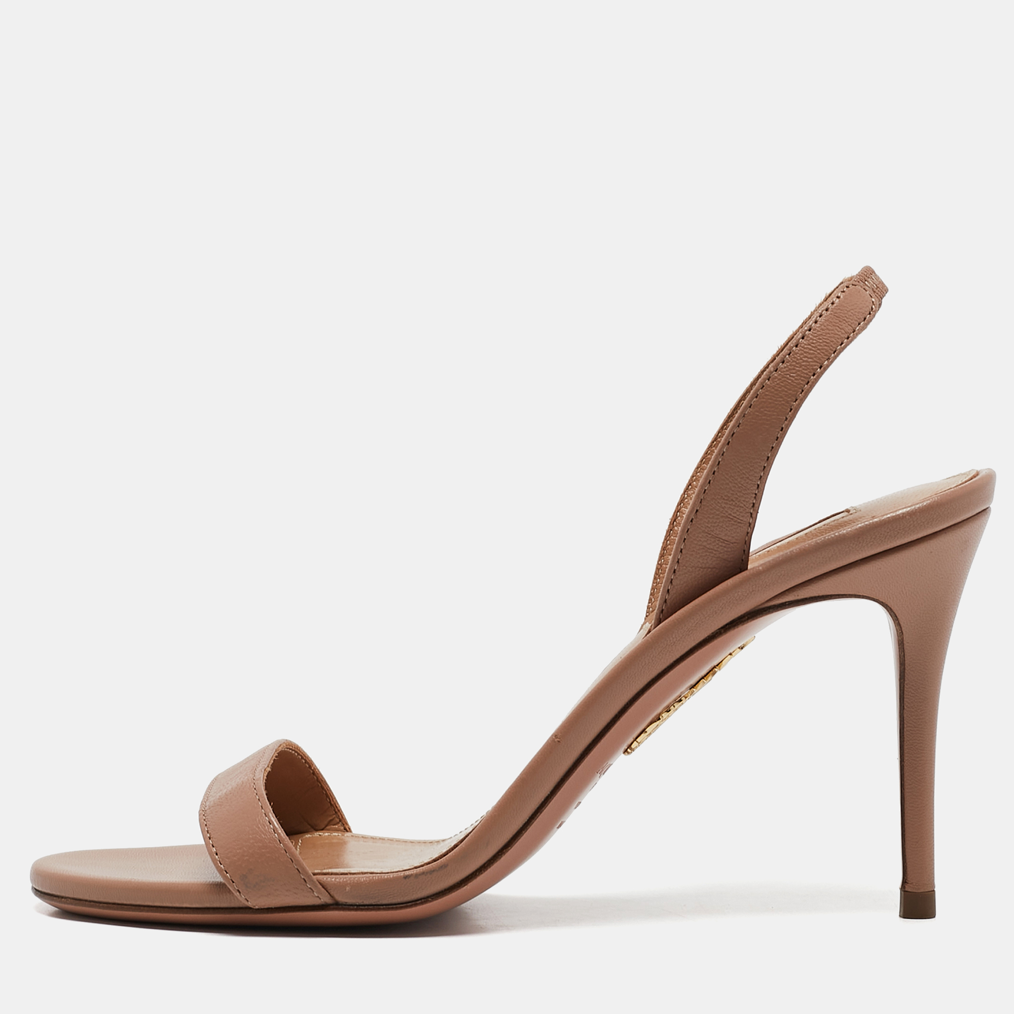 

Aquazzura Beige Leather So Nude Slingback Sandals Size