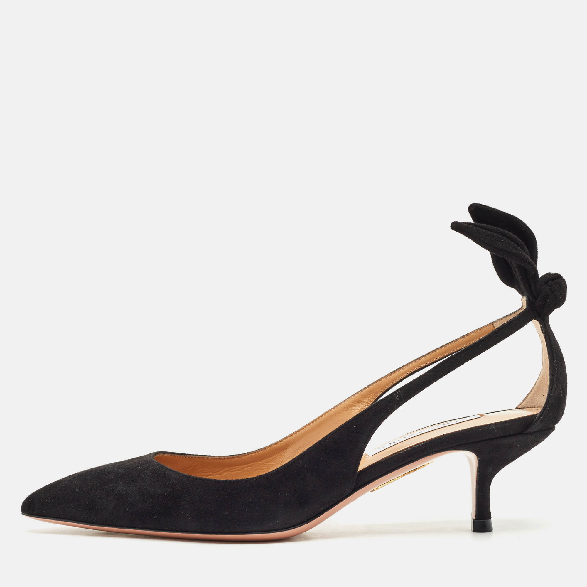 

Aquazzura Black Suede Bow Tie Pumps Size