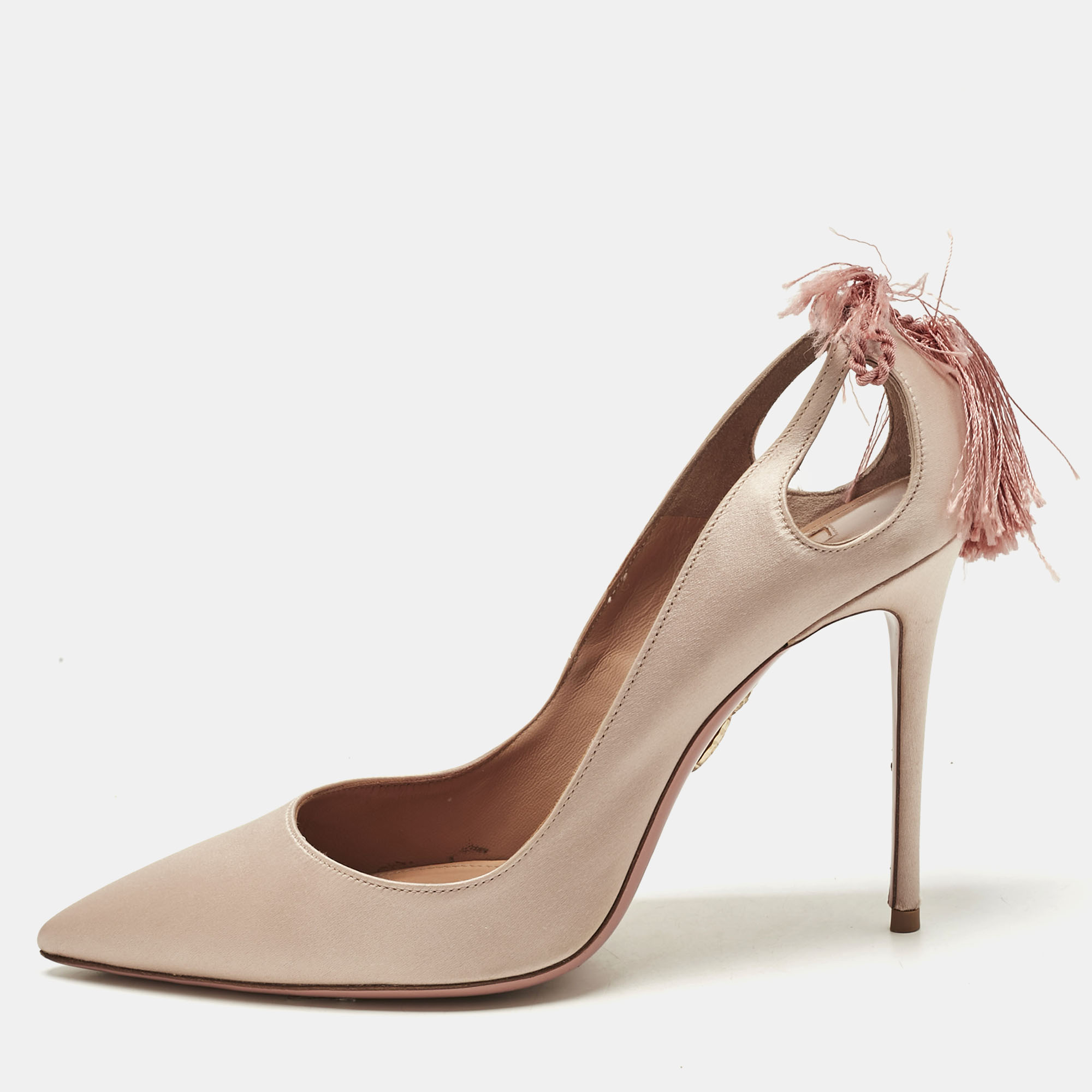 

Aquazzura Pink Satin Forever Marilyn Pumps Size