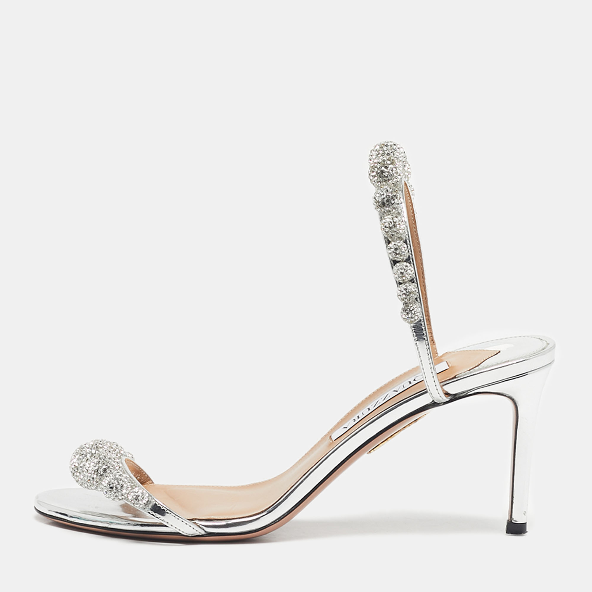 Aquazzura Pink Leather Disco Dancer Slide Sandals Size 36.5