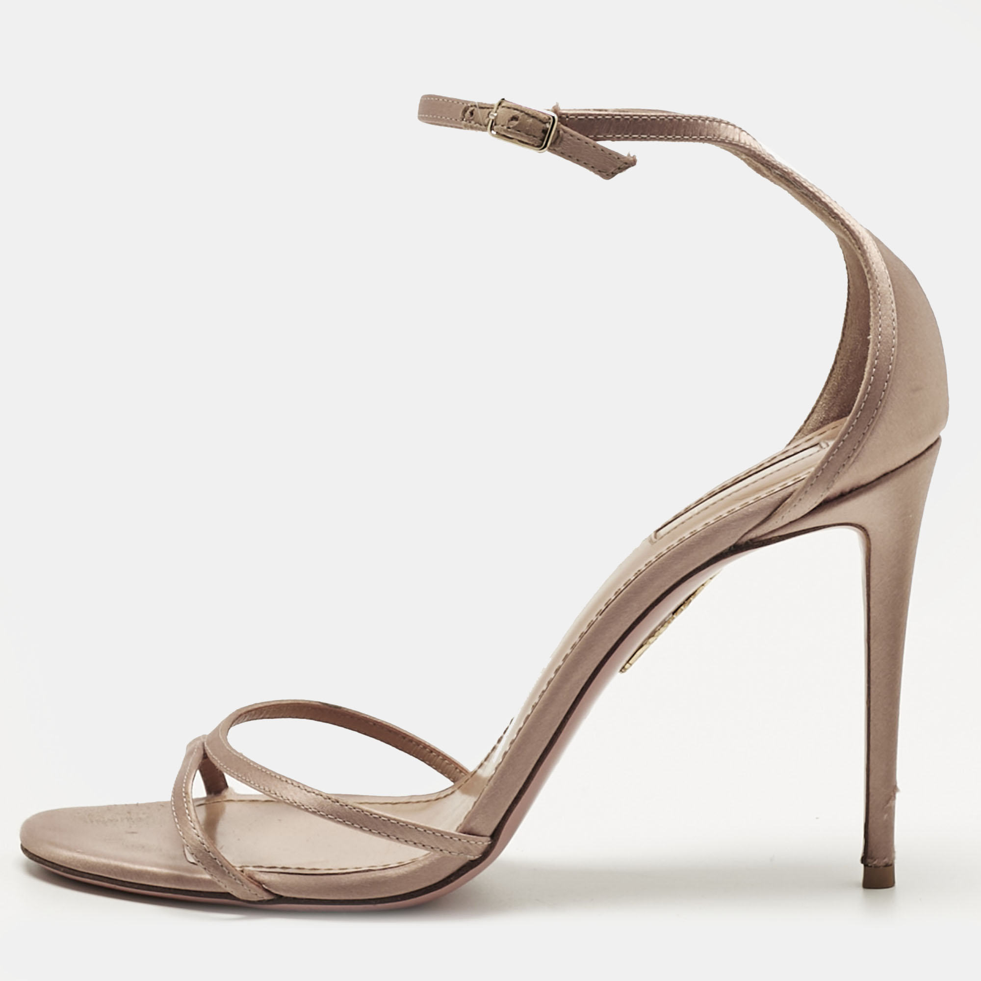 

Aquazzura Beige Satin purist Ankle Strap Sandals Size