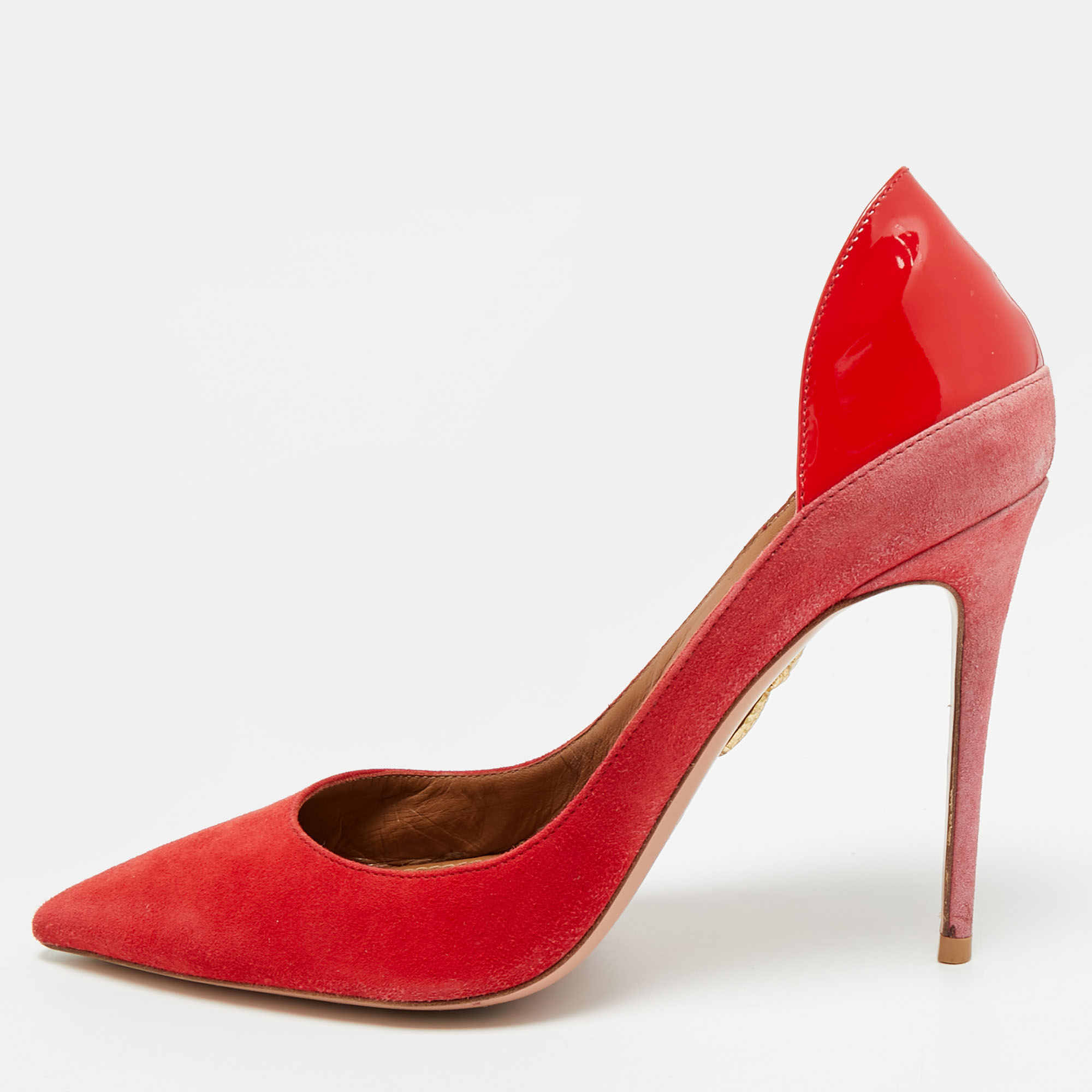 

Aquazzura Firenze Size  Red Patent Leather and Suede Pumps