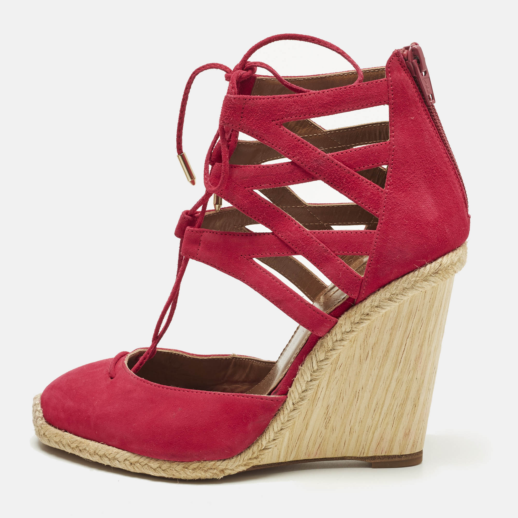 

Aquazzura Belgravia Size  Red Suede Wedge Sandals