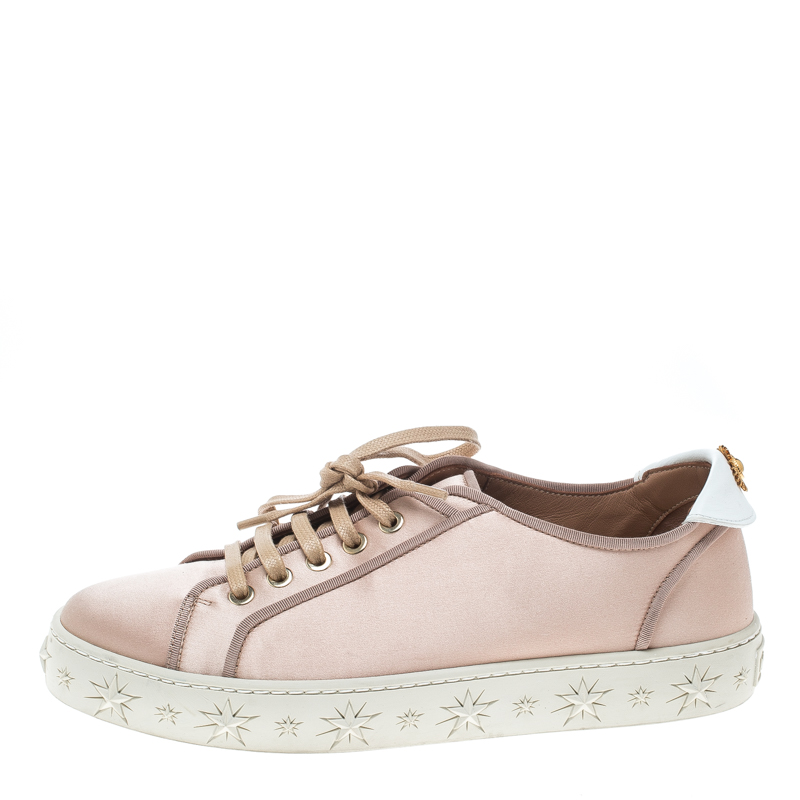 

Aquazzura Blush Pink Satin L.A Low Top Sneakers Size