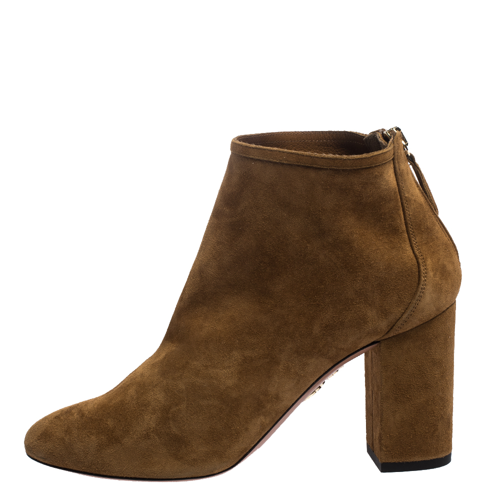 

Aquazzura Brown Suede Downtown Ankle Boots Size