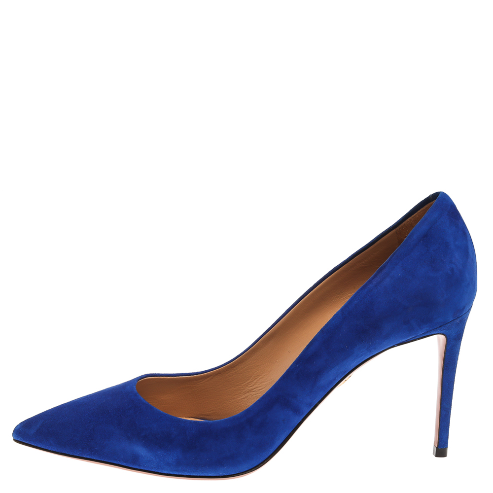 

Aquazzura Blue Suede Simply Irresistible Pumps Size