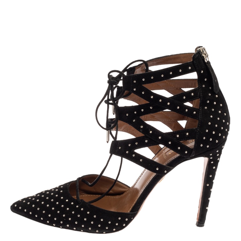 

Aquazzura Black Suede Belgravia Sandals Size