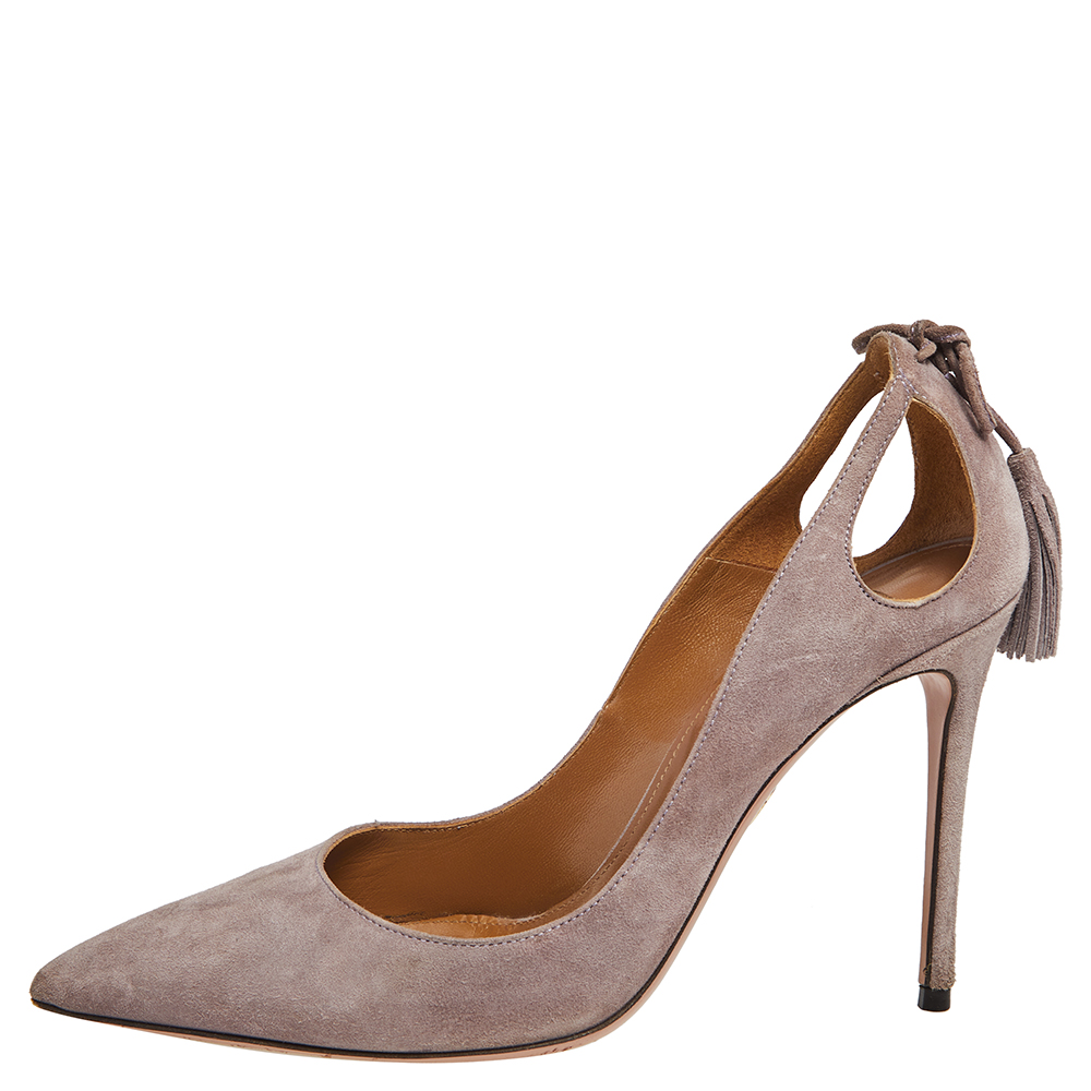 

Aquazzura Mauve Suede Marilyn Pointed Toe Pumps Size, Purple