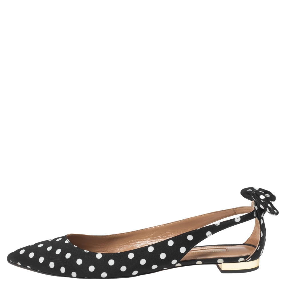 

Aquazzura Black/White Canvas Ballet Flats Size