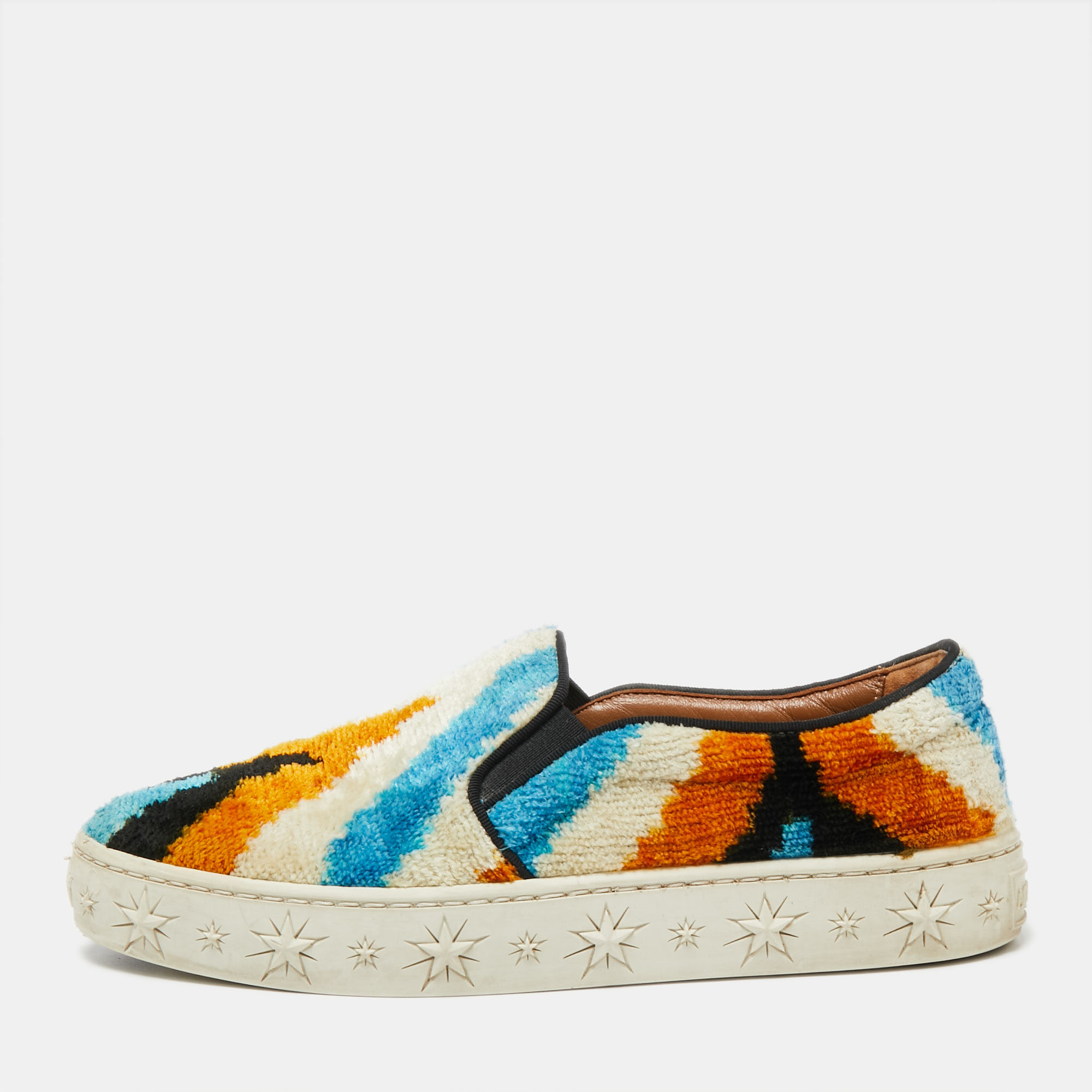 Pre-owned Aquazzura Multicolor Velvet Slip On Sneakers Size 35.5