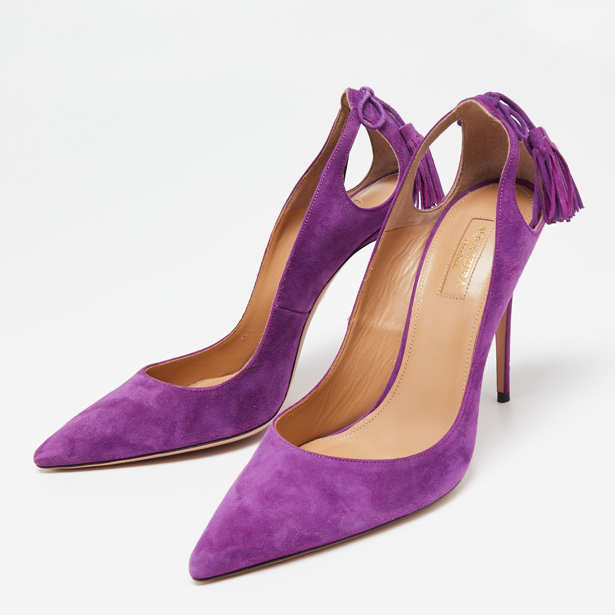 

Aquazzura Purple Suede Forever Marilyn Pumps Size